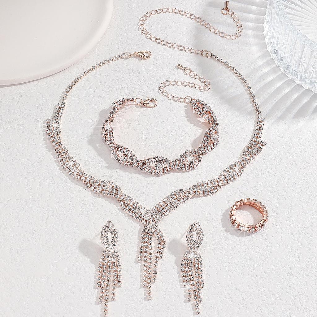 Bridal Jewelry Set - Necklace  Earrings  and Four-piece Set - Wedding Accessories - Banquet Dress Necklace Set