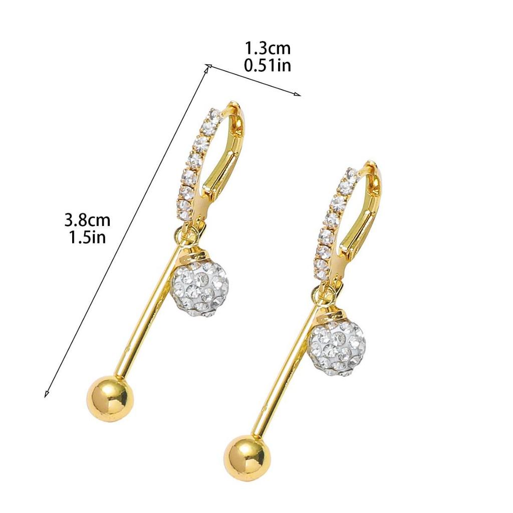 Eco-Friendly Sparkly Rhinestone Geometric Sphere Earrings - Elegant, Light Luxury Design, Trendy and Exquisite Ear Jewelry.