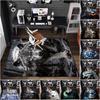 1Pc Wolf Theme Printed Circular Carpet, Home Door Mat, Outdoor Travel Protection Carpet B3