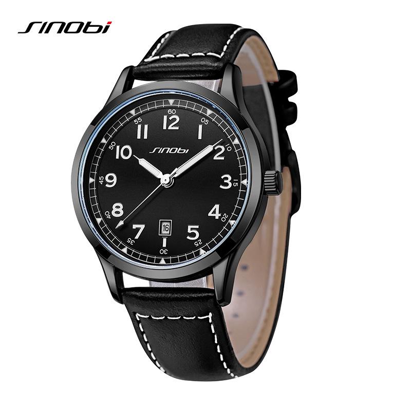 Sinobi Men s Quartz Luminous Waterproof Genuine Leather Business Watch 9907