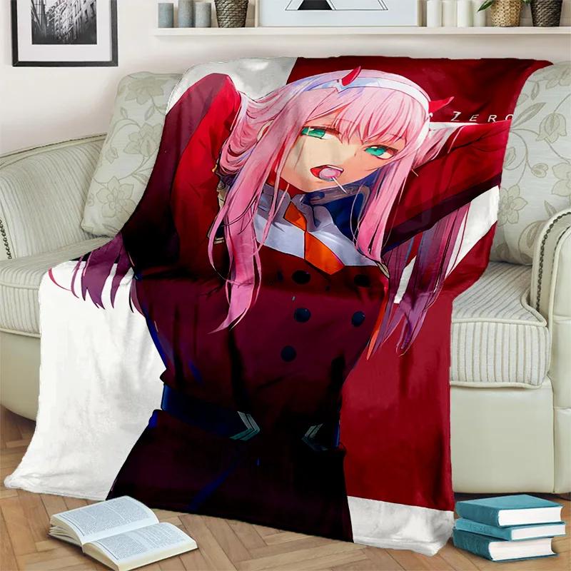 DARLING in The FRANXX Cartoon Zero Two Sexy dívčí deka, měkká přikrývka pro domácí ložnici Pohovka Pikniková deka pro děti