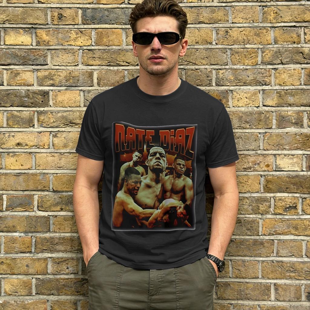 Nate Diaz 2026 Unisex T-Shirt Lustiges T-Shirt Kurzarm Rundhals T-Shirts Reine Baumwolle Übergröße Kleidung