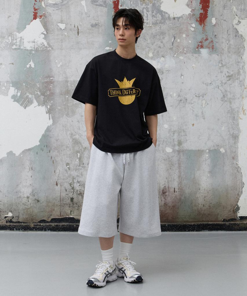AGOD Side Tuck Sweat Bermuda Pants [White Melange]