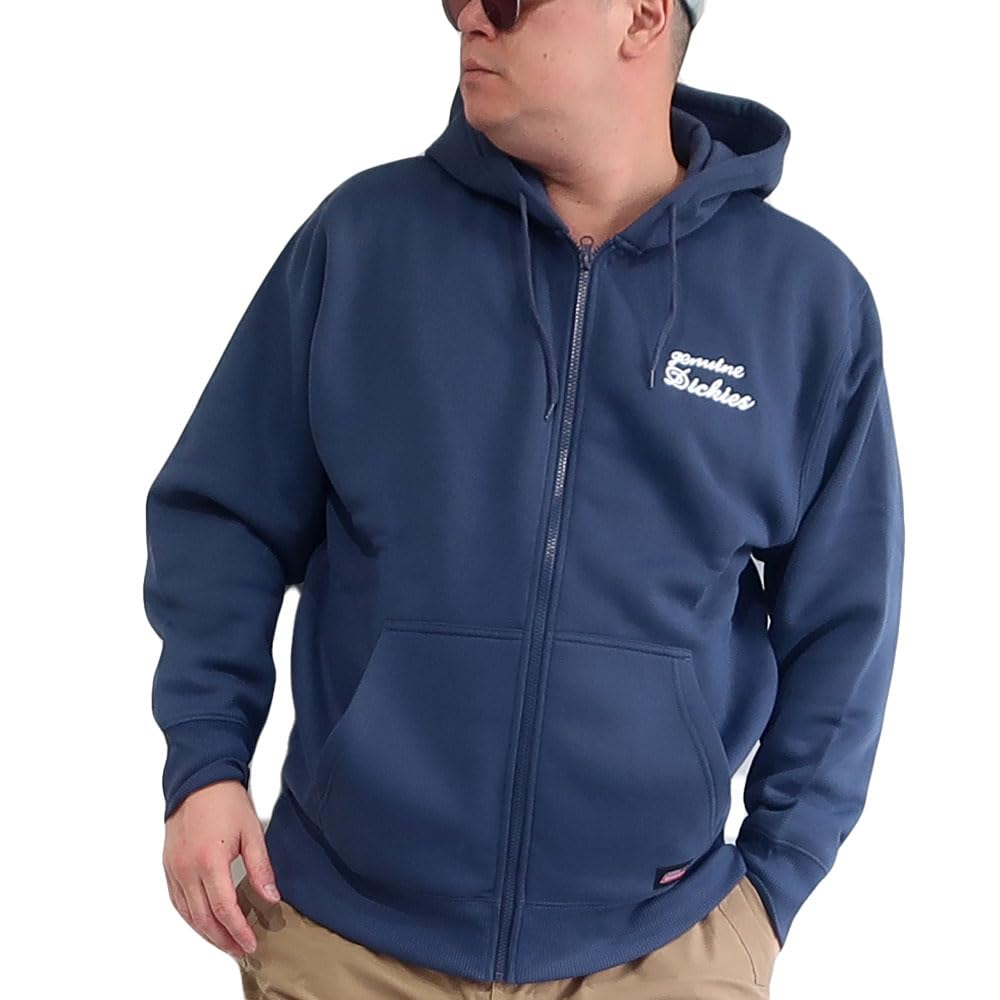 

Men s Plus Size Dickies Zip Hoodie, Fleece-Lined, Long Sleeve, Sizes 3L, 4L, and 5L, 10001760 (JP, Alphabet, 3L, Blue)