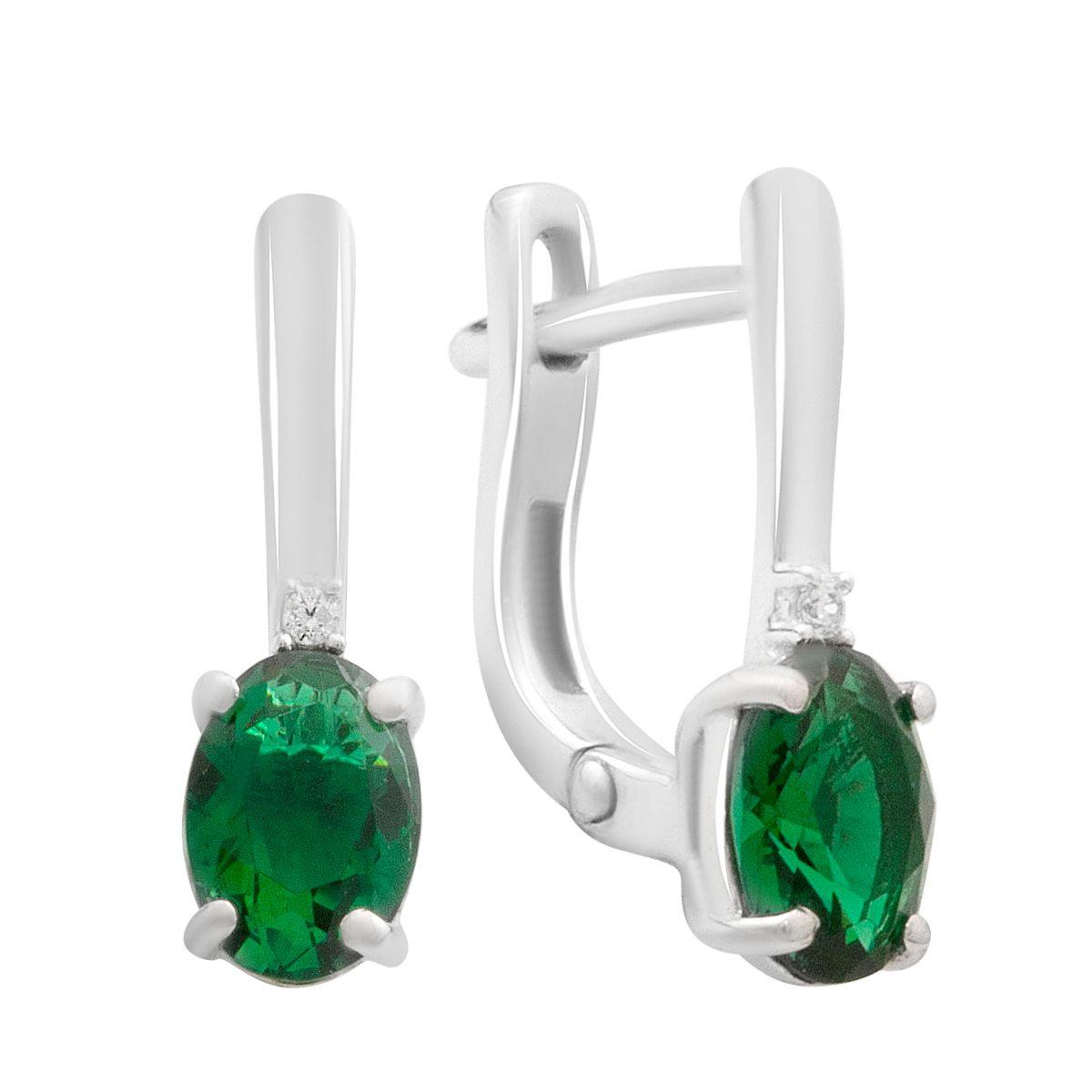 

Silver earrings with nano emerald 1.188ct (2192091) смарагдовий