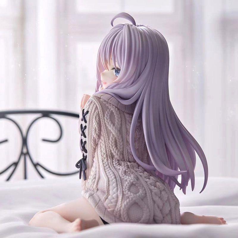 13CM Anime Wandering Witch: The Journey Elaina Figure Knitted Sweater Kneeling Figure Toy Gift Collection Action Figure PVC