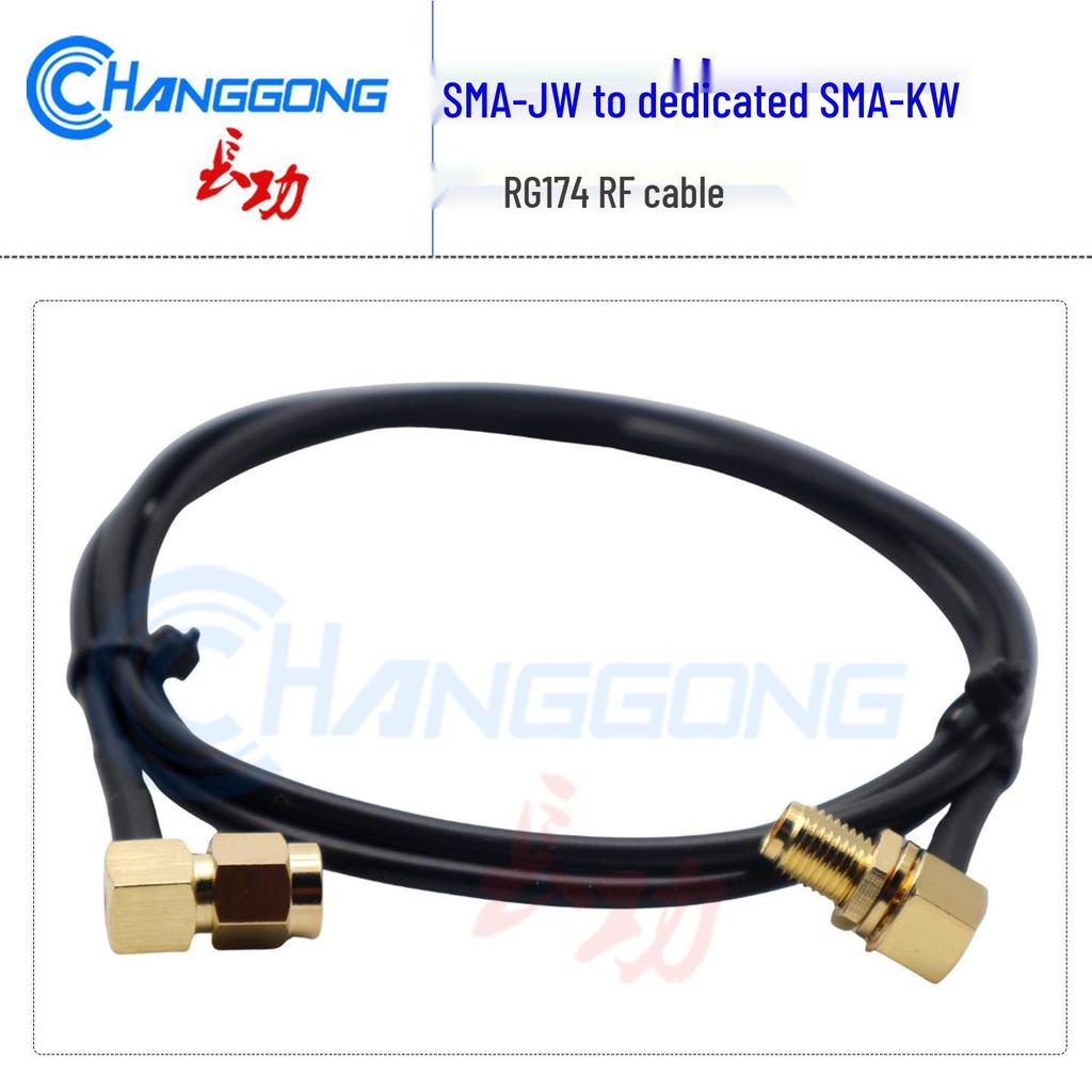 SMA Right Angle RF Cable RG174: Male to Female Connector
