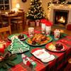 Christmas Dinner Party Supplies: Disposable Irregular Shape Plates, Napkins, Cups, Cutlery