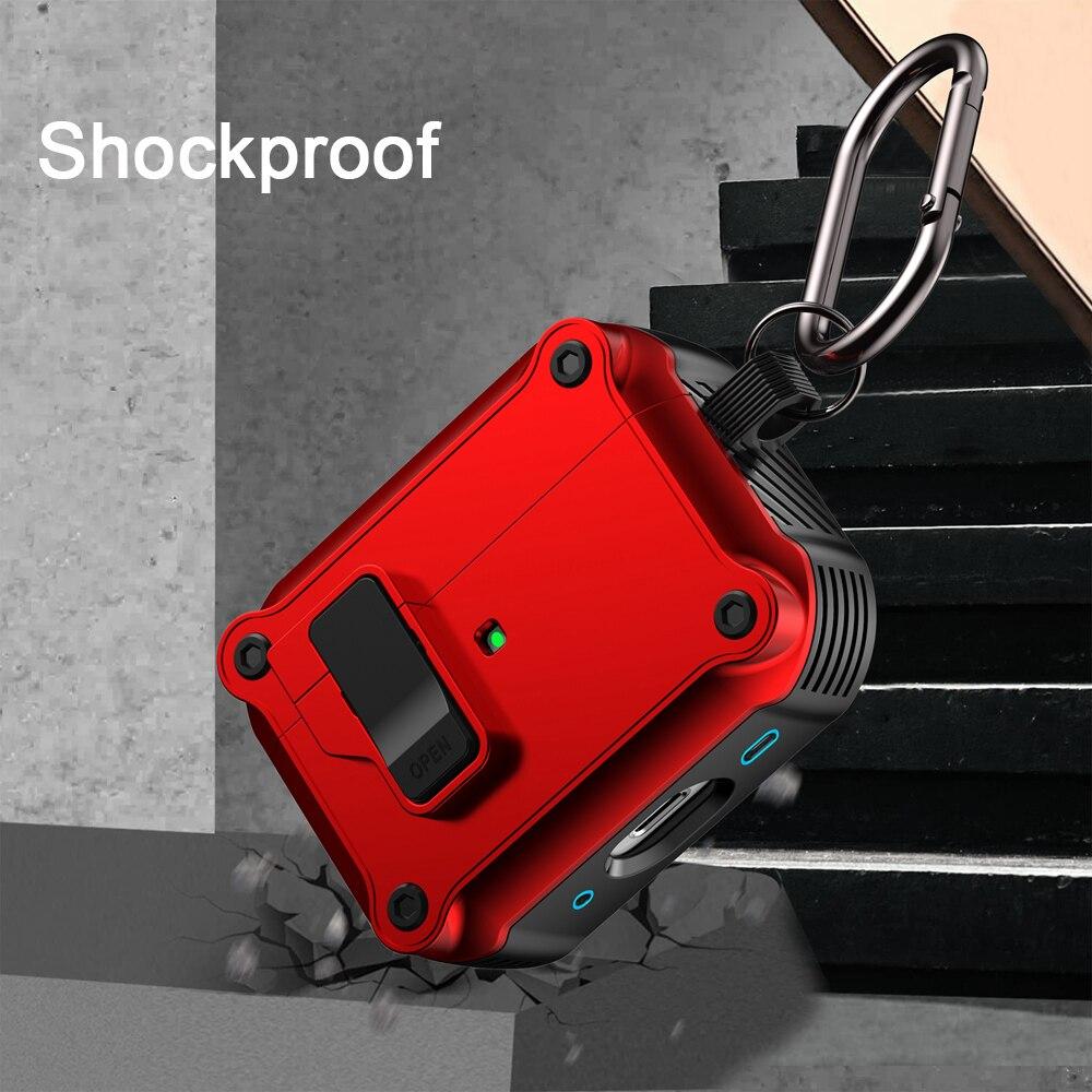 KEYSION Bluetooth Earphone Case for Apple AirPods Pro 2 1 With Switch and Hook Silicone+PC Shockproof Cover for AirPods 3 2 1