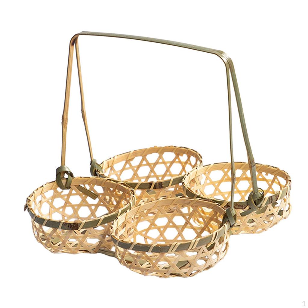 Bambusowy kosz do serwowania żywności, chleb, wielofunkcyjna miska na owoce na śniadanie, tkana ręcznie
