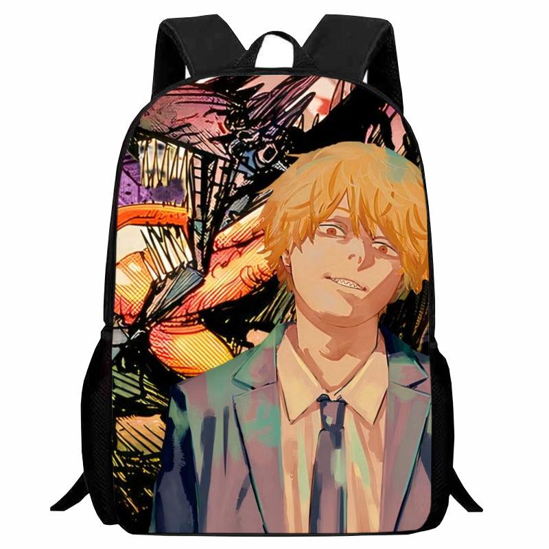 Printed Two-Dimensional Chainsaw Man Schoolbag, Primary School Student Cartoon Chaaw Man Backpack