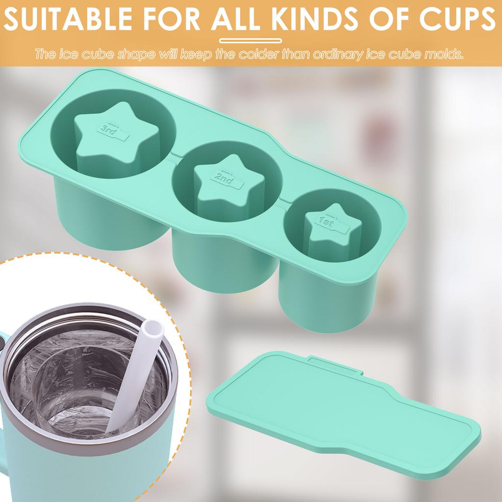 Round Ice Cube Tray with Lid Ice Mold for Stanley Cup Tumbler Making Summer Freezer Container Juice Whiskey Coffee Kitchen