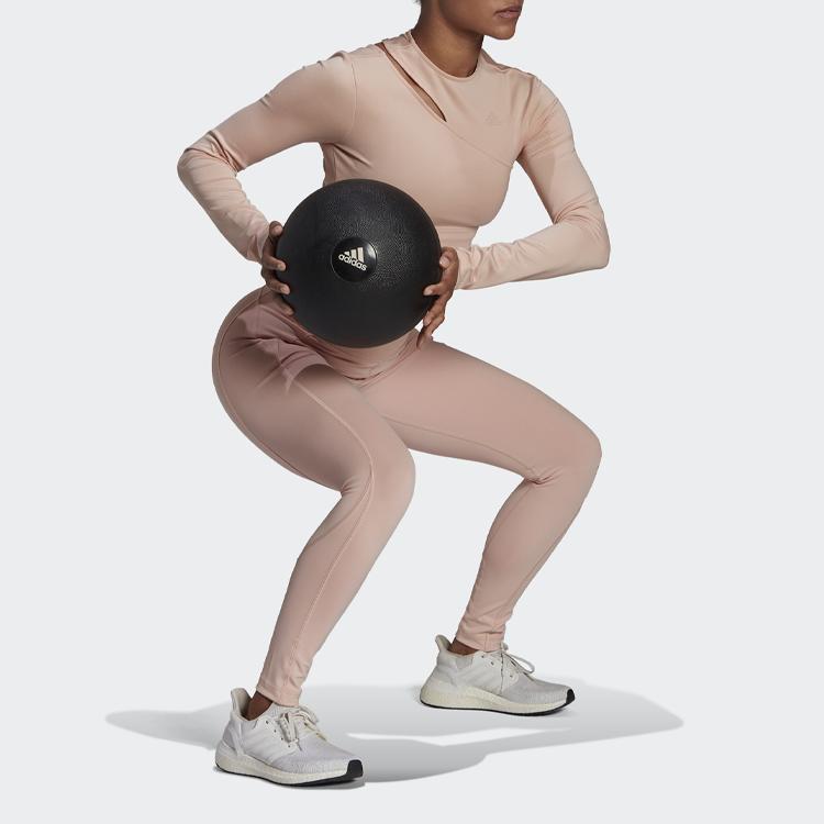 Adidas Solid Color Sports Fitness Long Sleeve T-Shirt Women Tops Pink HM3181