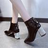 Fashion Booties Heeled Beige Very High Heels Female Short Shoes Autumn Winter Work New In Designer Luxury Quality Pu Women's Ankle Boots