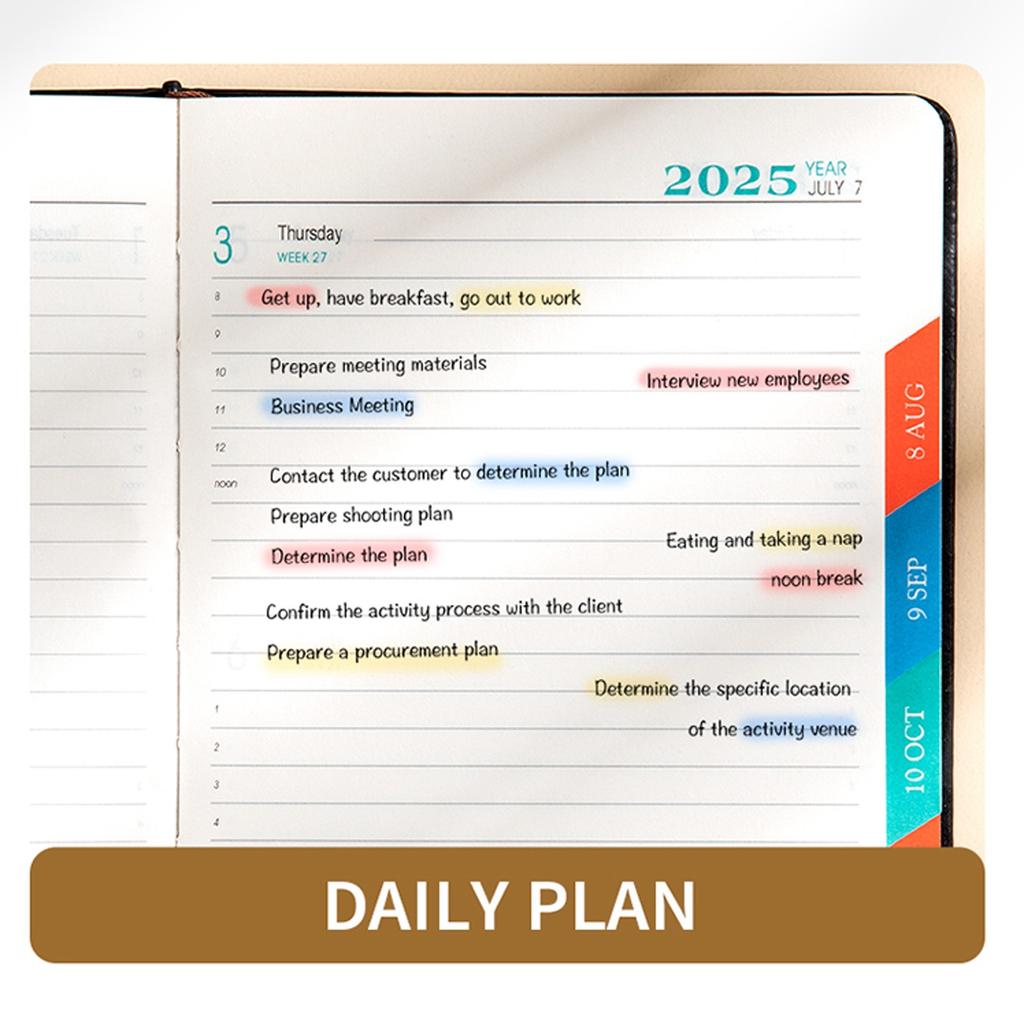 2025 Calendar, 365-day Planner, Time Efficiency Manual Calendar Notebook With Straps