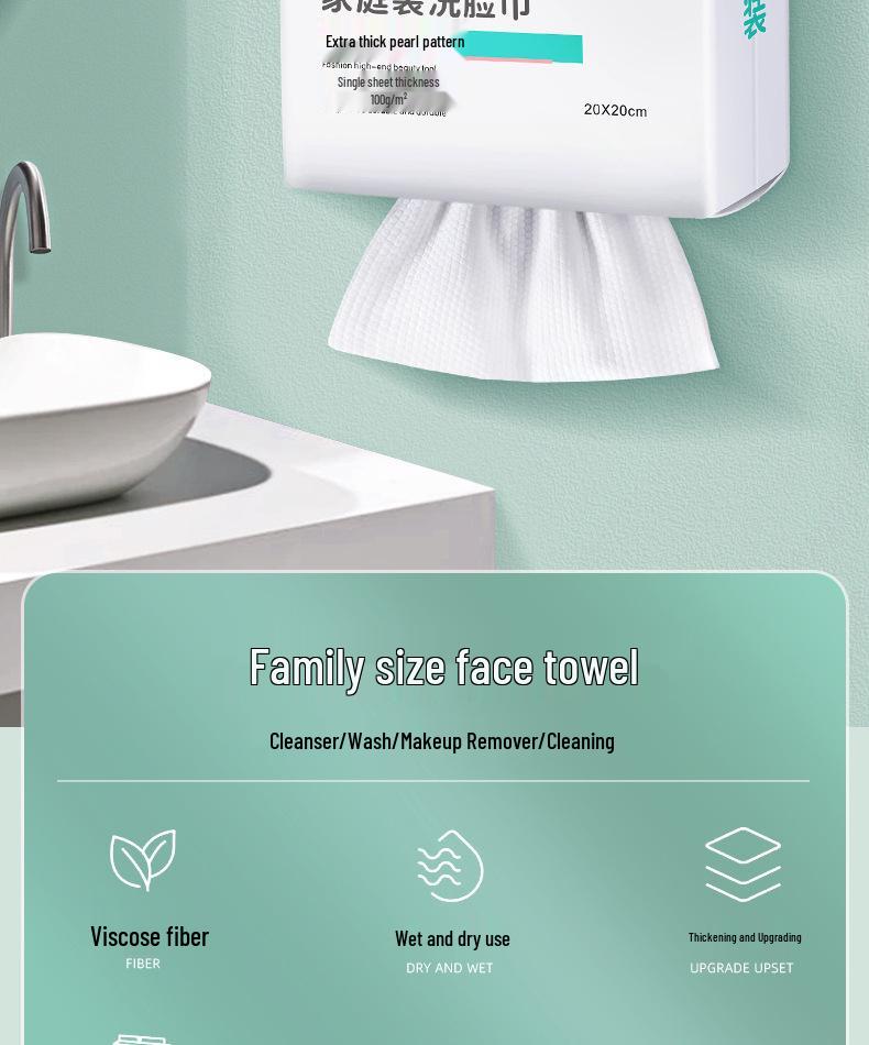 Family Pack: Extra Thick 600g Hanging Disposable Face Towels