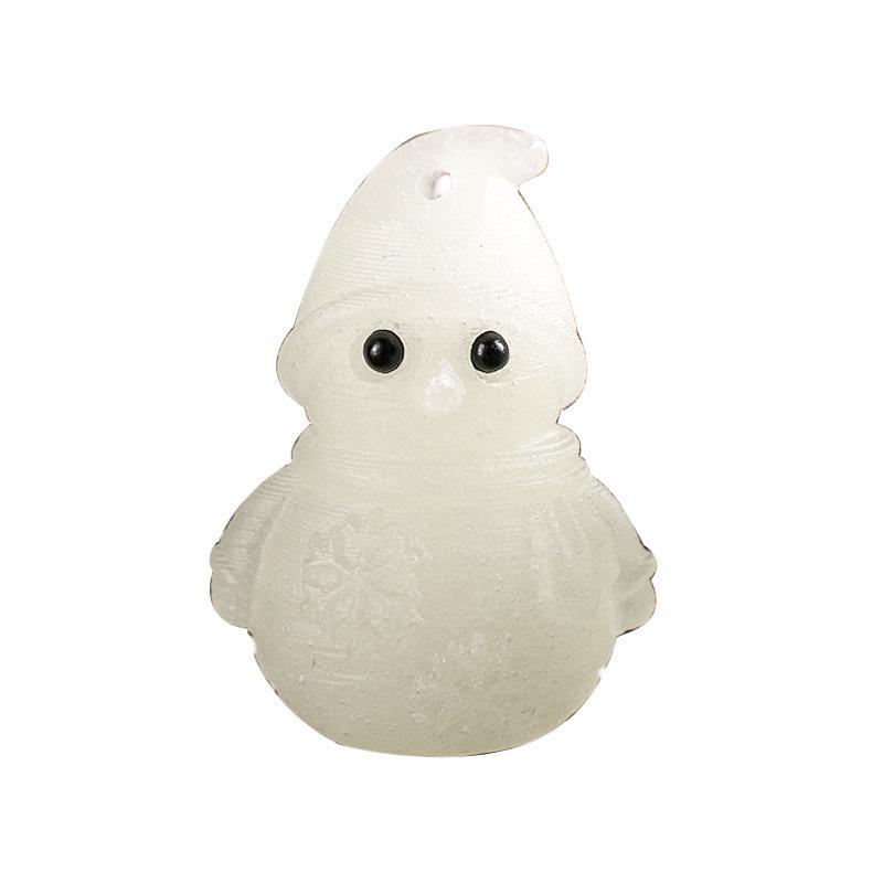 Small Snowman Pendant: Sandalwood Carved Luminous Keychain Ornament