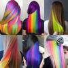 LUPU 55CM Synthetic Strands Of Hair On Hairpins Long Straight Hair Extension Colorful Hair Clip Girl Natural Rainbow Hair