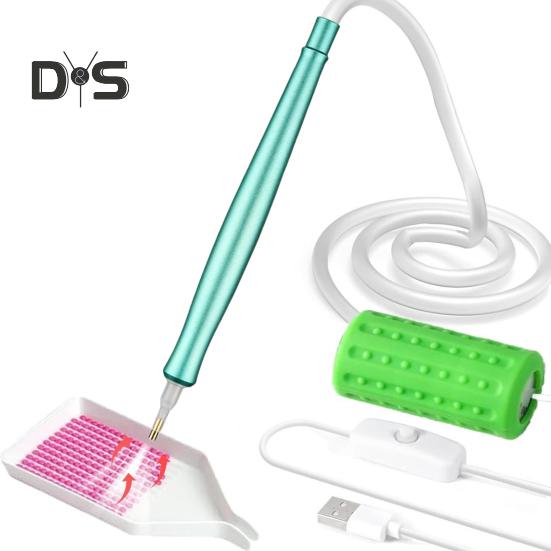 Pix electric pentru artă cu diamante cu vid, pix electric pentru artă cu diamante cu tavă de depozitare, instrument de plasare a diamantelor fără ceară pentru toate diamantele