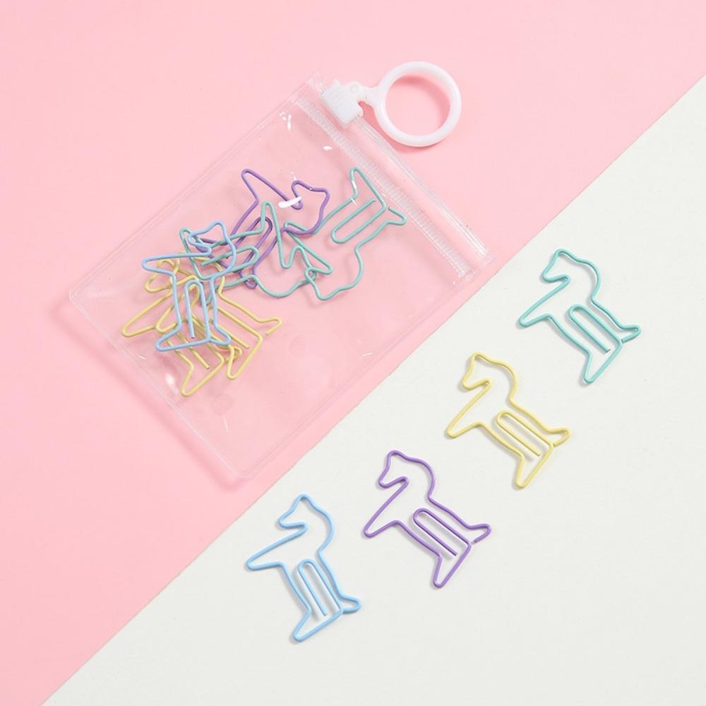 10Pcs Creative Metal Paperclips a Pack Student Candy Color Bookmark Clip Student Stationery School Office Supplies