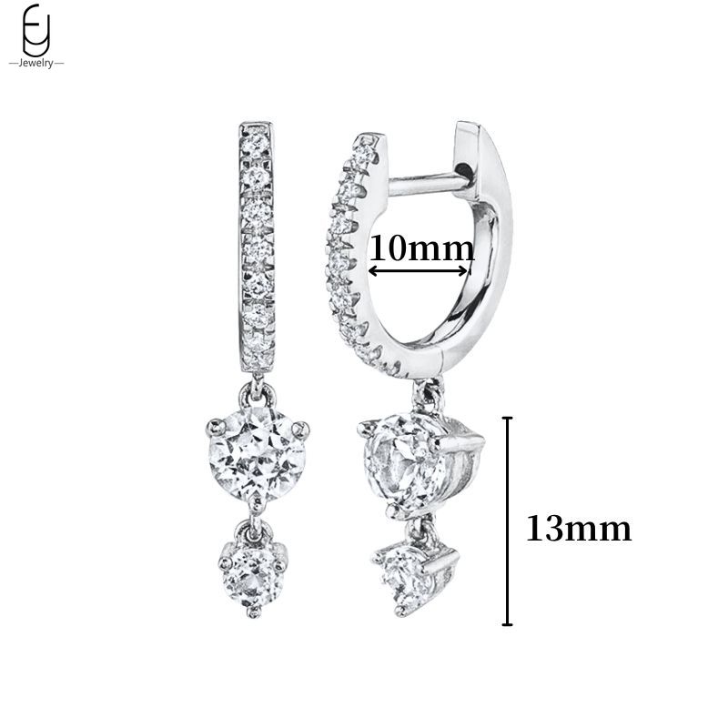 925 Silver Ear Buckles Fashion Hoop Earrings White Crystal Luxury Women's Earrings Wedding Women's Jewelry Premium Gift