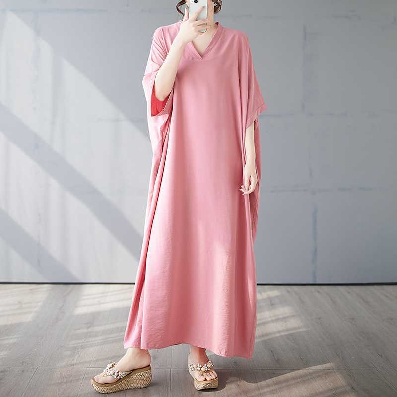 Vintage Long Dress with Cotton and Linen Patterns