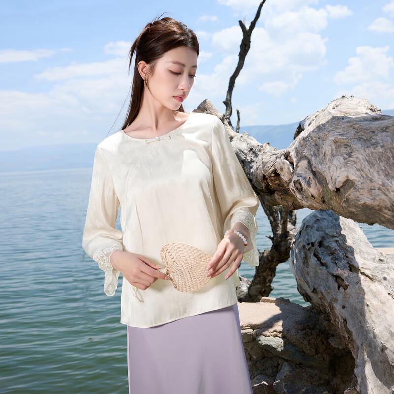 

Sancai Women s Plus Size Jacquard Round Neck 3/4 Sleeve Top 3XL