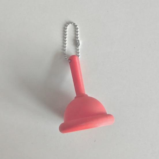 Plunger Shaped Clicker Fidget Keychain, 3D Printed Decompression Toy, Novelty Stress Relief Sensory Toy for Kids Adults