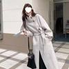 Oatmeal Stand Collar Double-Sided Wool Coat: Women's 2025 Autumn/Winter Loose Mid-Length Belted Outerwear