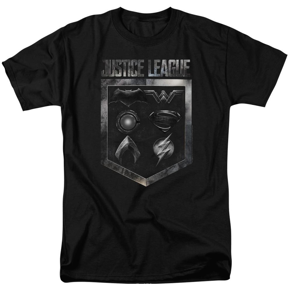 Justice League Movie Shield Of Emblems DC Comics Licensed Adult T-Shirt L
