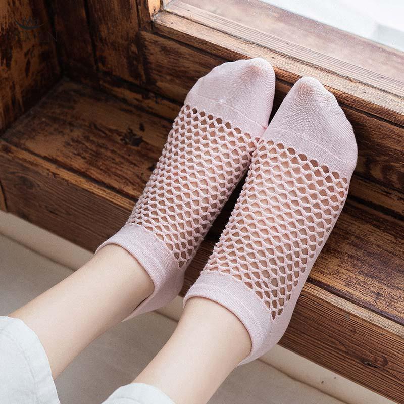 Women Mesh Breathable Hollow Out Ankle Socks Summer Multi Colors Holes Socks
