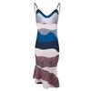 Fashion Women's Loose Sexy V-Neck Color Ruffle Hip Sleeveless Dress