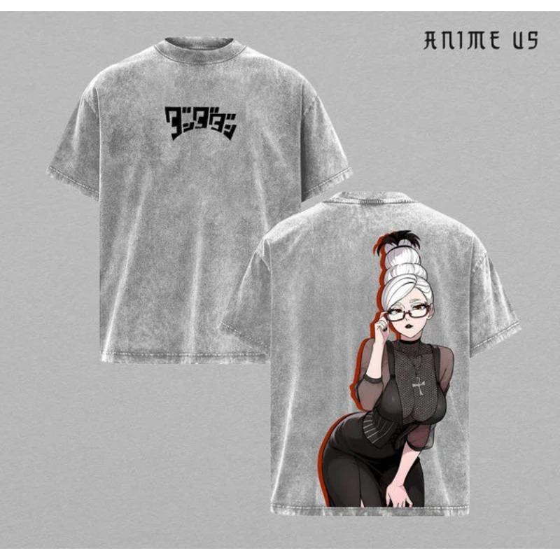 

Hot Anime Dandadan Ayase Seiko Clothing Men Women Casual Tshirts Washed Cotton Tee Retro Oversized T-shirt Harajuku Male T Shirt XXL сірий колір