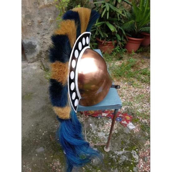 Medieval Greek Corinthian Helmet W/LONG PLUME Athenian Spartan Costume 18g Steel