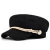 Beret Navy Corduroy Hat Metal Buckle Octagonal Hat Flat Top Hat Material Cotton