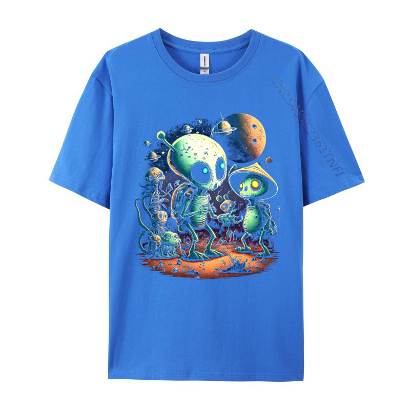 Tops T Shirt Lovely Aliens Tshirt Autumn Cotton Fabric Unisex T Shirt Design Hip Hop Alien Vistors TShirt