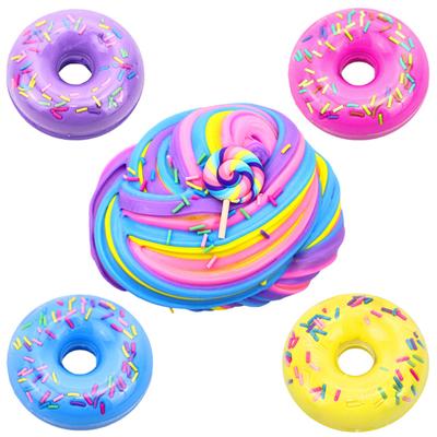 4PcsMud Toy Round Entertainment Sensory Universal Squeeze Colored Clay Doughnut Candy Kid Gift