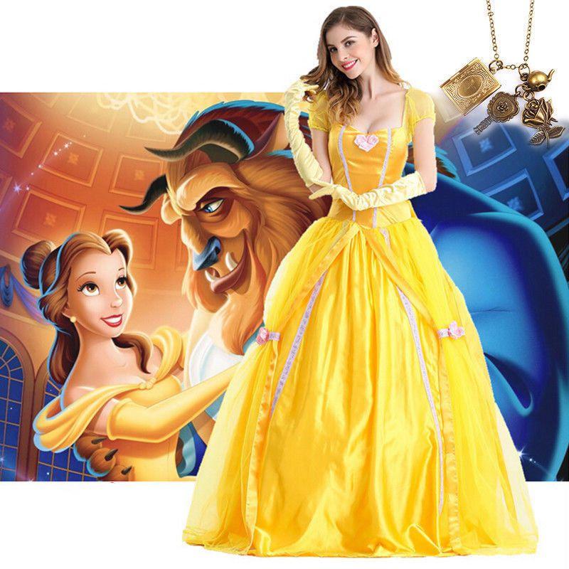 Adults Beauty And The Beast Belle Princess Halloween Costume Cosplay Fancy Dress