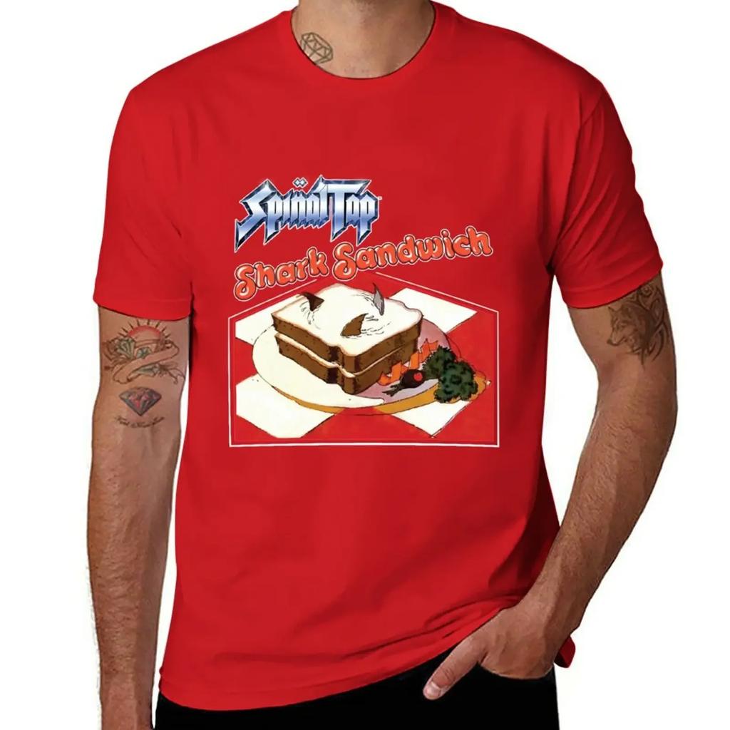 Shark Sandwich T-Shirt Customs Design Your Own Tops Heavy Weight T Shirts for Men