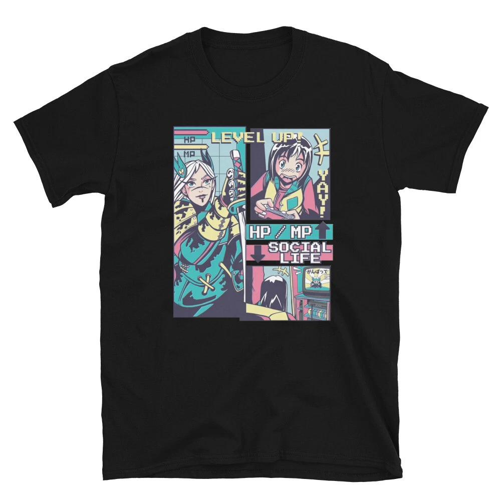 Romantic Anime Romance Gamer Comic Book Style T-Shirt XL
