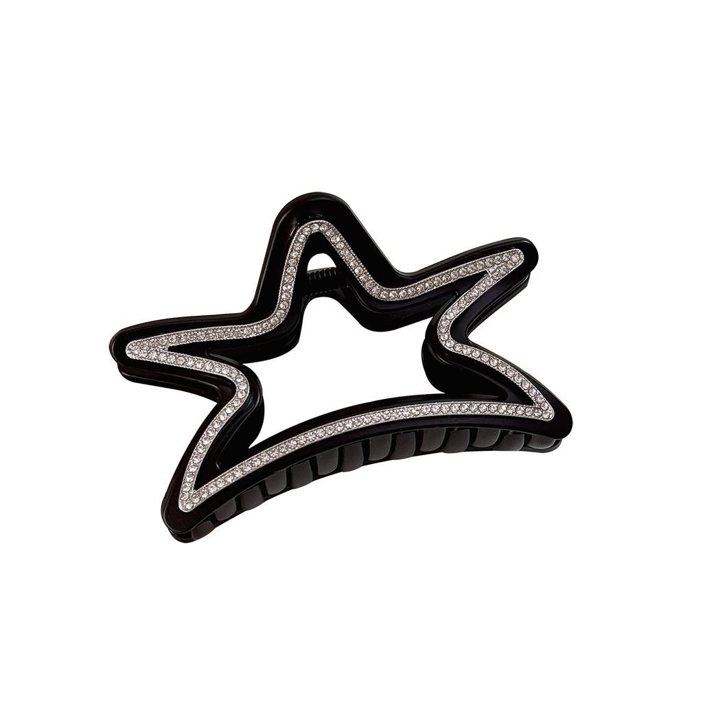 Elegant stjärnformad hårklämma för kvinnor med fantastiska strass i svarta och bruna toner