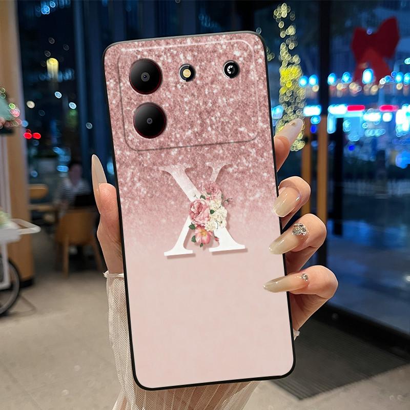 Case For ZTE Blade A54 4G Soft Silicone Black Shell ZTE Blade A54 4G Beautiful Letter Starry Sky Pattern Anti-scratch Cover