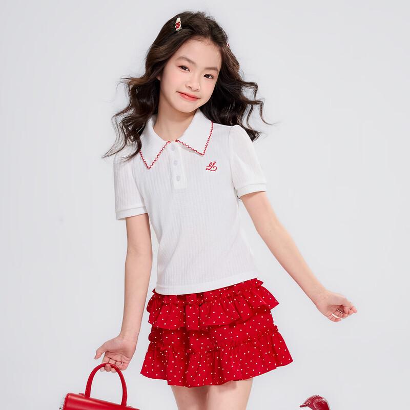 Yuan Yuan Princess Girls' Summer Embroidered Polo T-Shirt