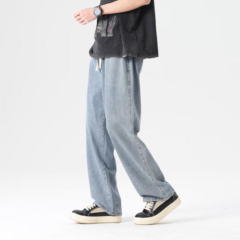 Dingfengbaoluo Men's Relaxed Fit Straight-Leg Jeans