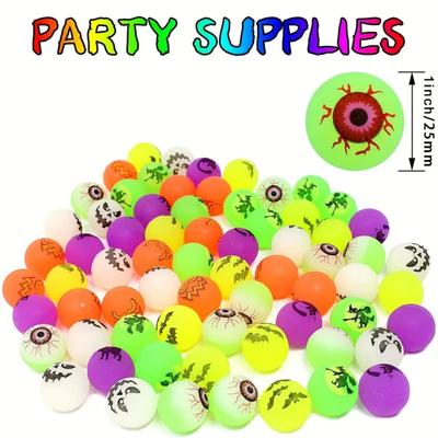 25/50 Halloween and Christmas Bouncy Balls Bulk Luminous Eyeball Bouncy Balls Pumpkin Witch Bat Pattern Halloween Party Love Toy