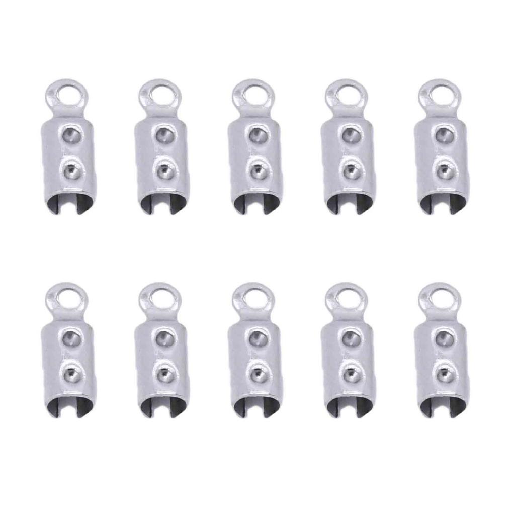 10pcs Round Edge Cord End Clip Stainless Steel Rope Clamps Jewelry Crafting Accessories Bracelet Necklace Connector