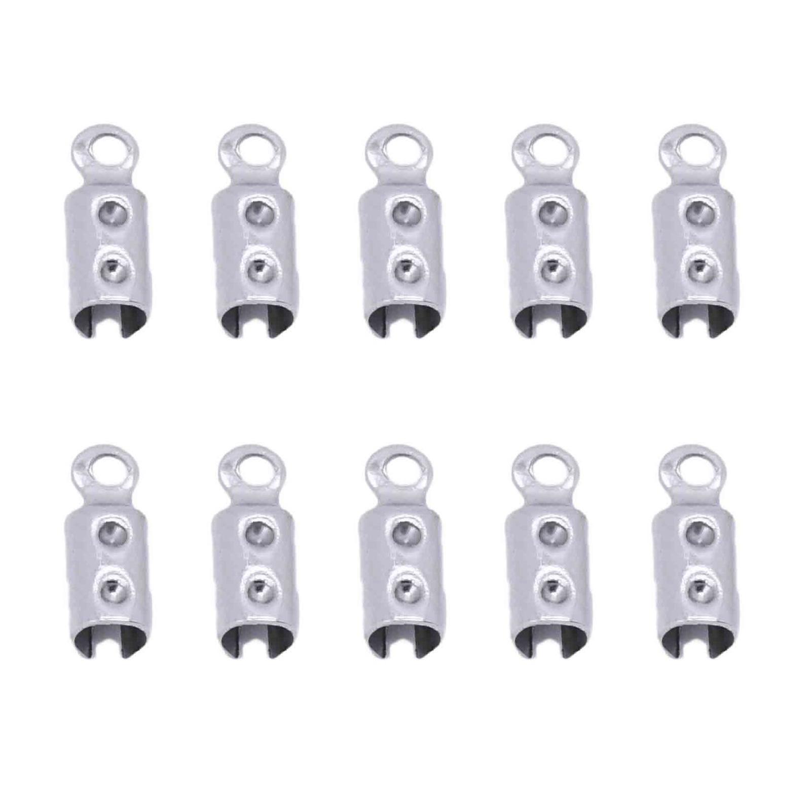 10 шт. Клипсы для концов шнура с круглым краем, Зажимы для троса из нержавеющей стали, Аксессуары для изготовления ювелирных изделий, Соединители для браслетов и ожерелий 3
