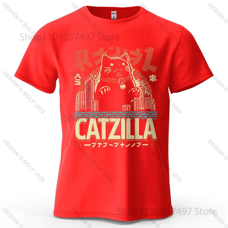 

Catzilla Funny Printed Unisexs TShirt Fashion Oversized Trendy Graphic Tees for Women Tops Tees Streetwear S