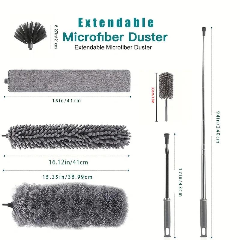 Electrostatic Dust Duster Retractable Long Pole Lint-Free for Ceiling Fan Window Sill Home Household High-Reach Dusting Tool