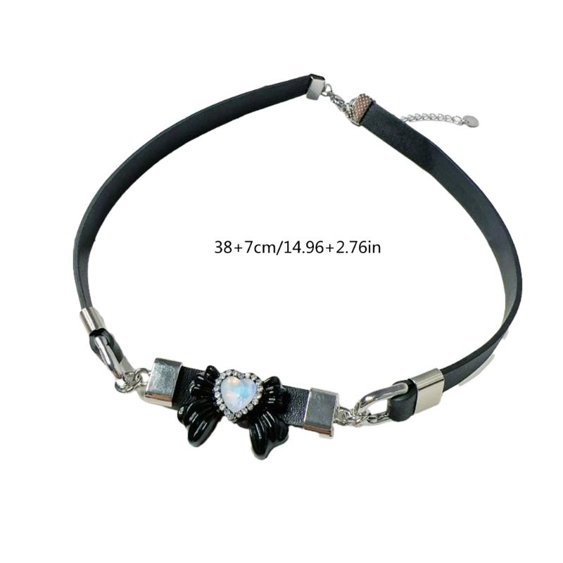 Y2K Aesthetic Heart Bowknot Choker Necklace Trendy Neckchain Jewelry Accessory Deliacte Pendant Neck Chains for Women